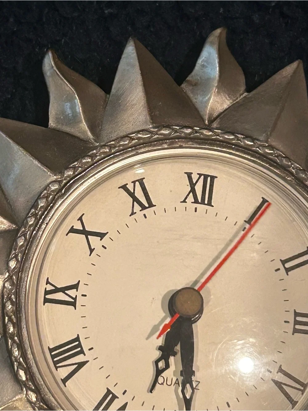 Vintage 90s Celestial Silver Sun Clock Whimsigoth Witchy Gallery Wall Decor